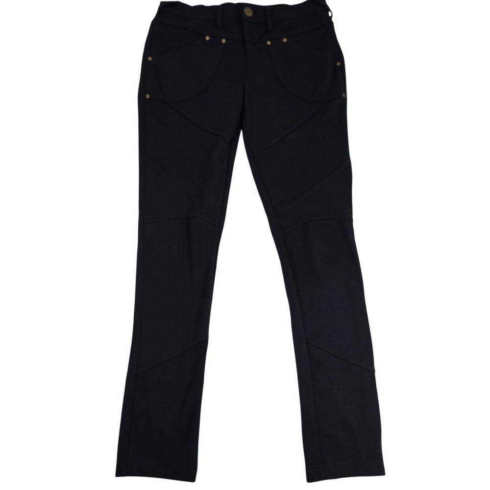 Free People Moto Skinny Pants Womens Sz 29 Black Seamed Biker Gold Rivet Stretch